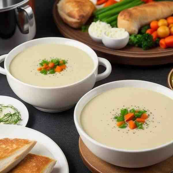 Сливочный суп с курицей и овощами